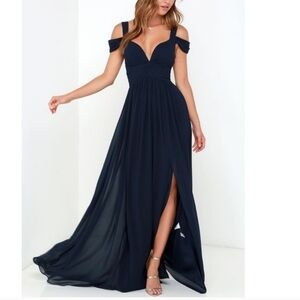 Bariano Ocean Of Elegance Navy Blue Maxi Dress size XS